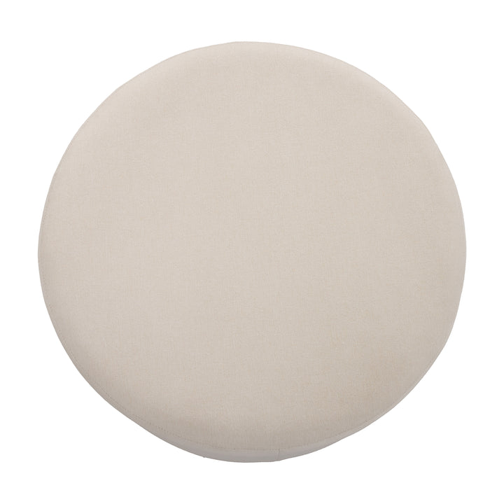 Lyra Fabric Pouf Ottoman in Ivory