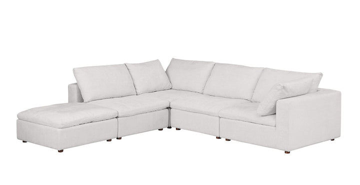 DivanItalia 1100 5-Piece Right Arm Facing 4-Seat Sectional – Top-Grain Italian Leather - Pearl
