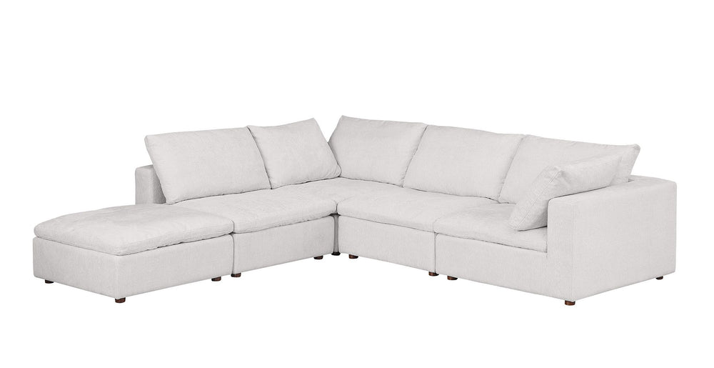 DivanItalia 1100 5-Piece Right Arm Facing 4-Seat Sectional – Top-Grain Italian Leather - Pearl