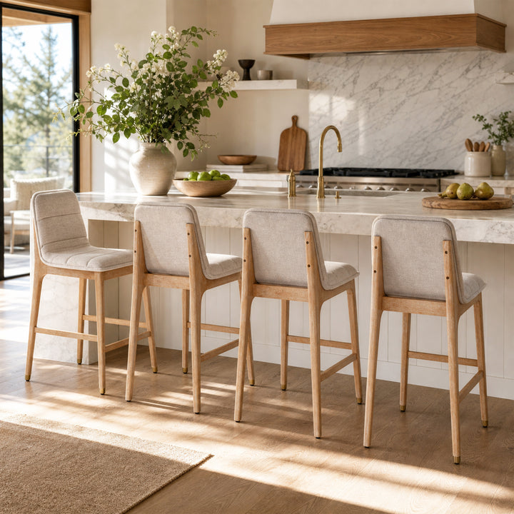 Clyde Channel Tufted Counter Stool – Natural (Set of 4)