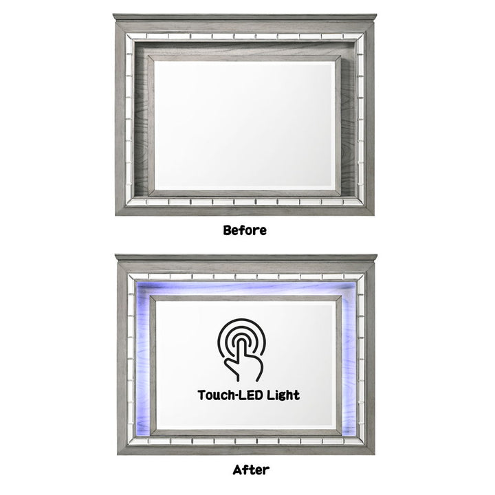 Antares - Mirror With LED - Light Gray Oak