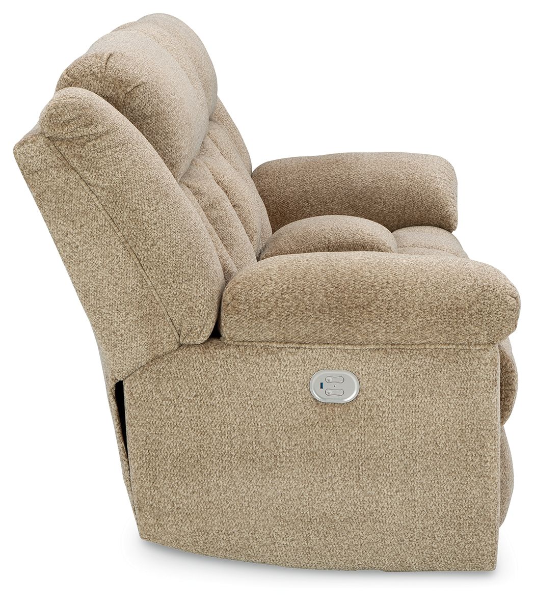 Tip-off - Power Reclining Loveseat With Console / Adj Headrest - Wheat