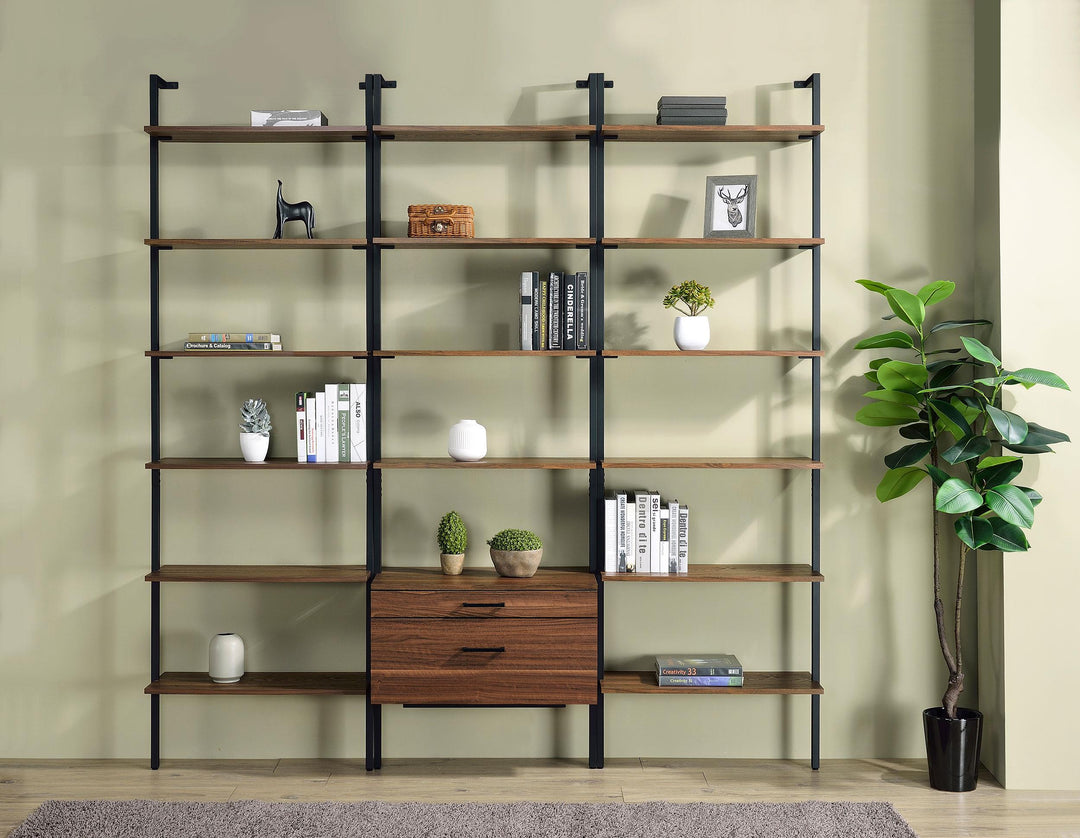 Coaster Furniture 980072 Owens 96-inch 6-shelf Wall Bookshelf Walnut