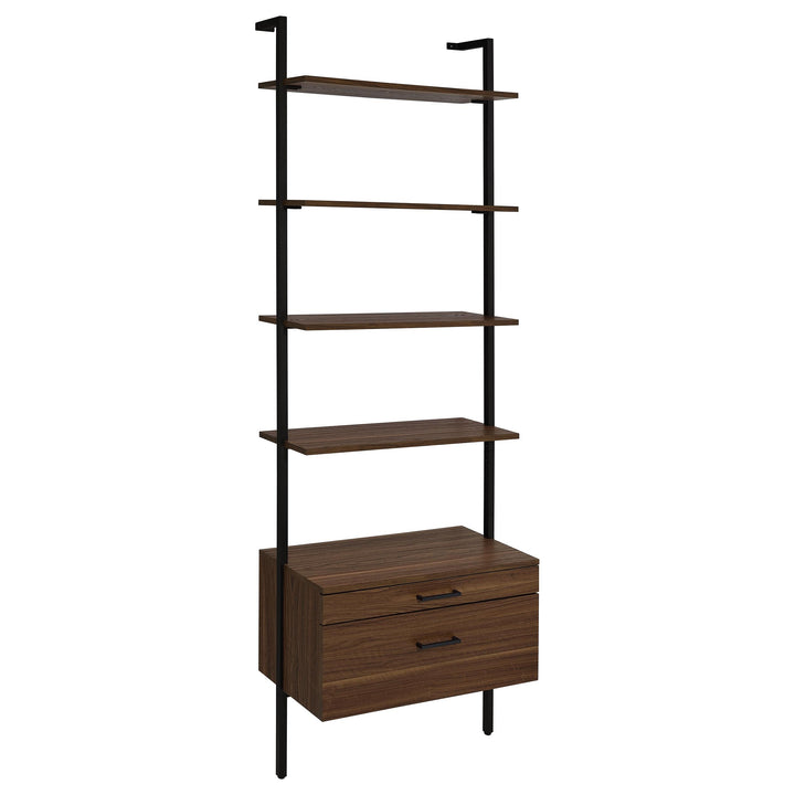 Coaster Furniture 980074 Owens 96-inch 4-shelf Storage Wall Bookshelf Walnut