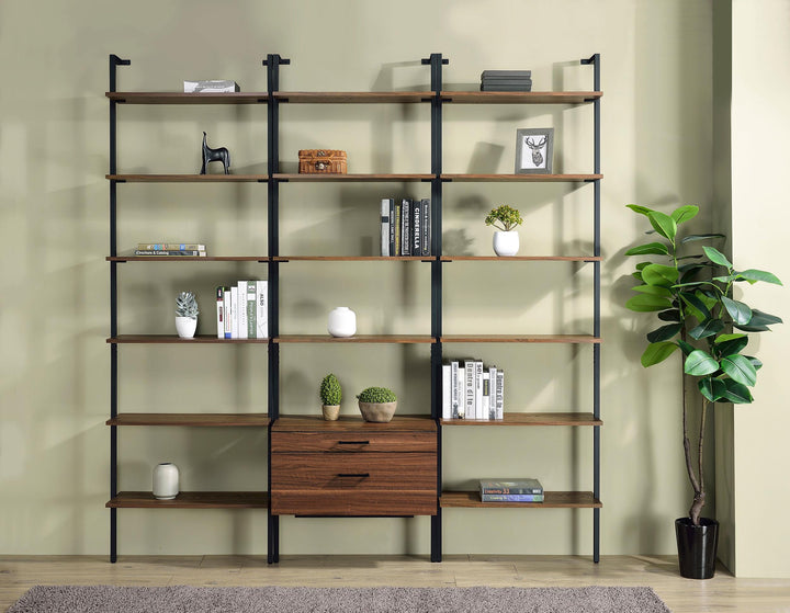 Coaster Furniture 980074 Owens 96-inch 4-shelf Storage Wall Bookshelf Walnut