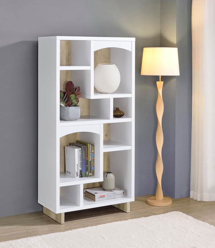 Coaster Furniture 980075 Dalton 65-inch 6-shelf Bookcase White and Distressed Pine