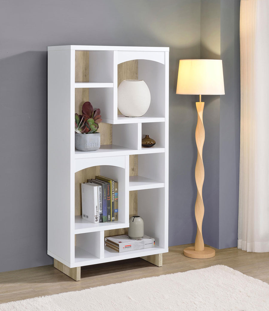 Coaster Furniture 980075 Dalton 65-inch 6-shelf Bookcase White and Distressed Pine