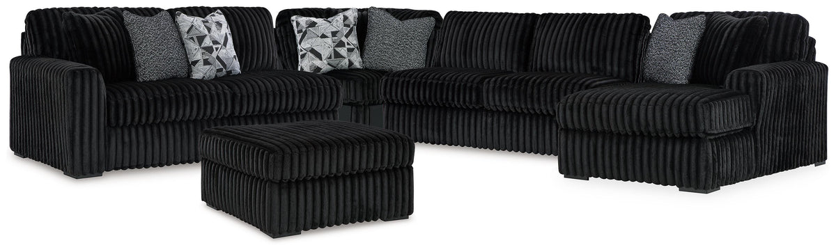 Midnight-Madness 4-Piece Sectional and Oversized Accent Ottoman - Onyx (1)