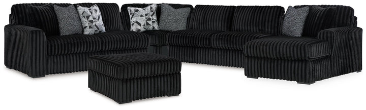 Midnight-Madness 4-Piece Sectional and Oversized Accent Ottoman - Onyx (1)