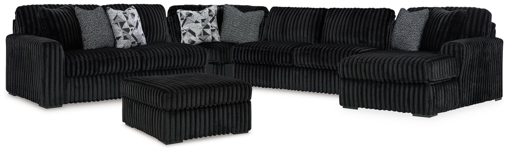 Midnight-Madness 4-Piece Sectional and Oversized Accent Ottoman - Onyx (1)
