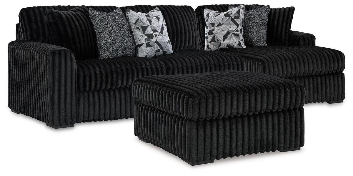 Midnight-Madness 2-Piece Sectional and Oversized Accent Ottoman - Onyx (1)