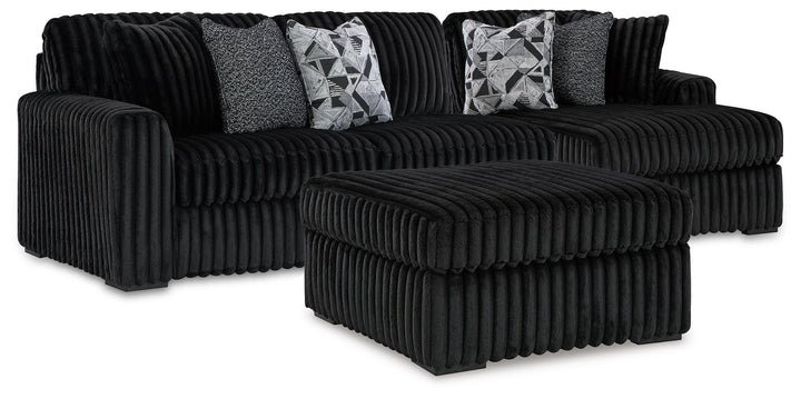 Midnight-Madness 2-Piece Sectional and Oversized Accent Ottoman - Onyx (1)