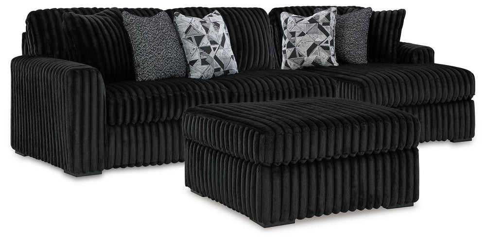 Midnight-Madness 2-Piece Sectional and Oversized Accent Ottoman - Onyx (1)