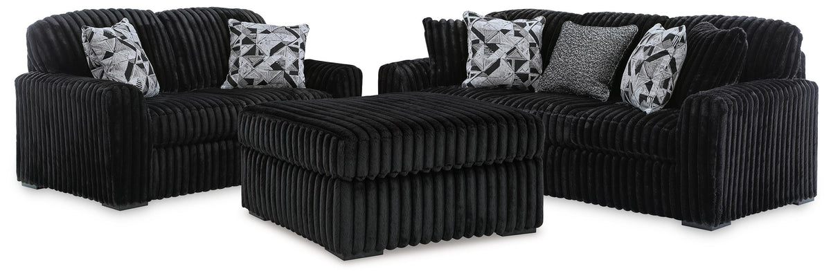 Midnight-Madness Sofa, Loveseat and Oversized Ottoman (1)