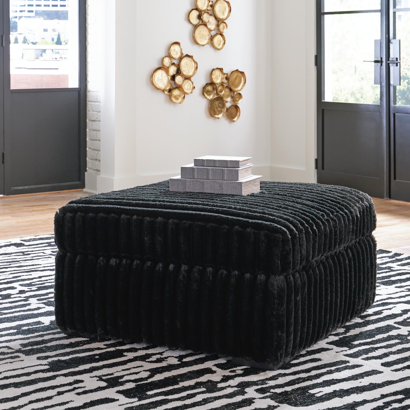 Midnight-Madness Oversized Accent Ottoman - Black (2)