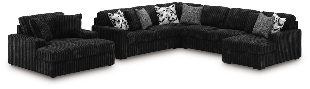 Midnight-Madness 4-Piece Sectional and Oversized Chaise - Onyx (1)
