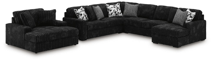 Midnight-Madness 4-Piece Sectional and Oversized Chaise - Onyx (1)