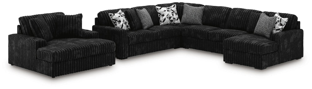 Midnight-Madness 4-Piece Sectional and Oversized Chaise - Onyx (1)