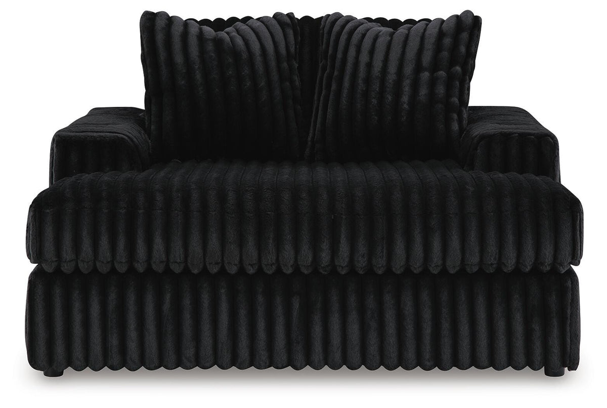 Midnight-Madness 3-Piece Sectional, Chaise and Oversized Accent Ottoman - Onyx (2)