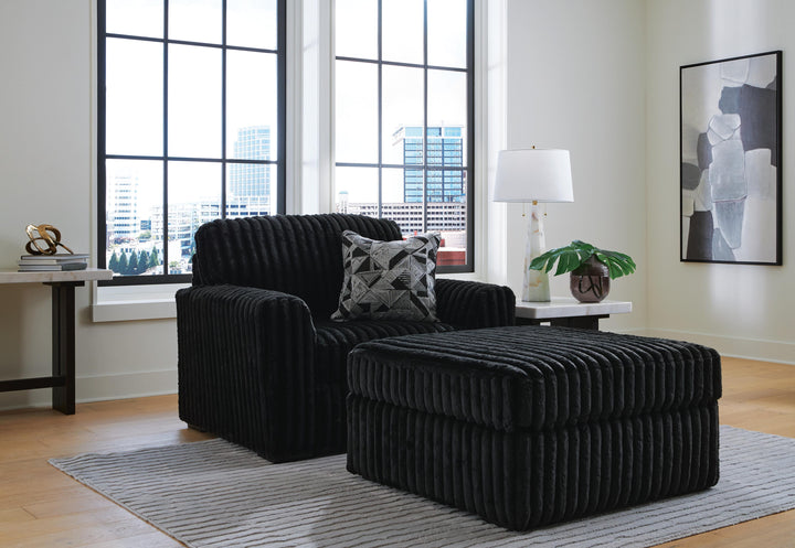 Midnight-Madness Oversized Chair and Ottoman (2)