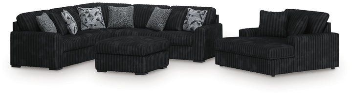 Midnight-Madness 3-Piece Sectional, Chaise and Oversized Accent Ottoman - Onyx (1)