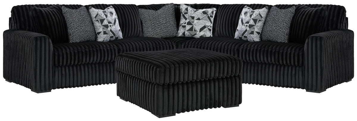 Midnight-Madness 3-Piece Sectional and Oversized Ottoman - Onyx (1)