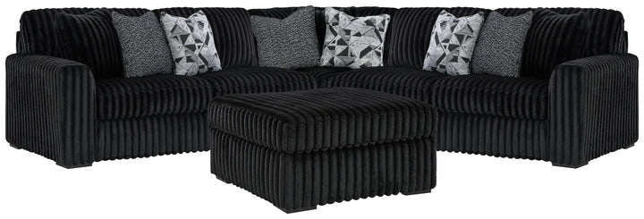 Midnight-Madness 3-Piece Sectional and Oversized Ottoman - Onyx (1)
