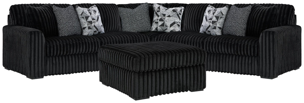 Midnight-Madness 3-Piece Sectional and Oversized Ottoman - Onyx (1)