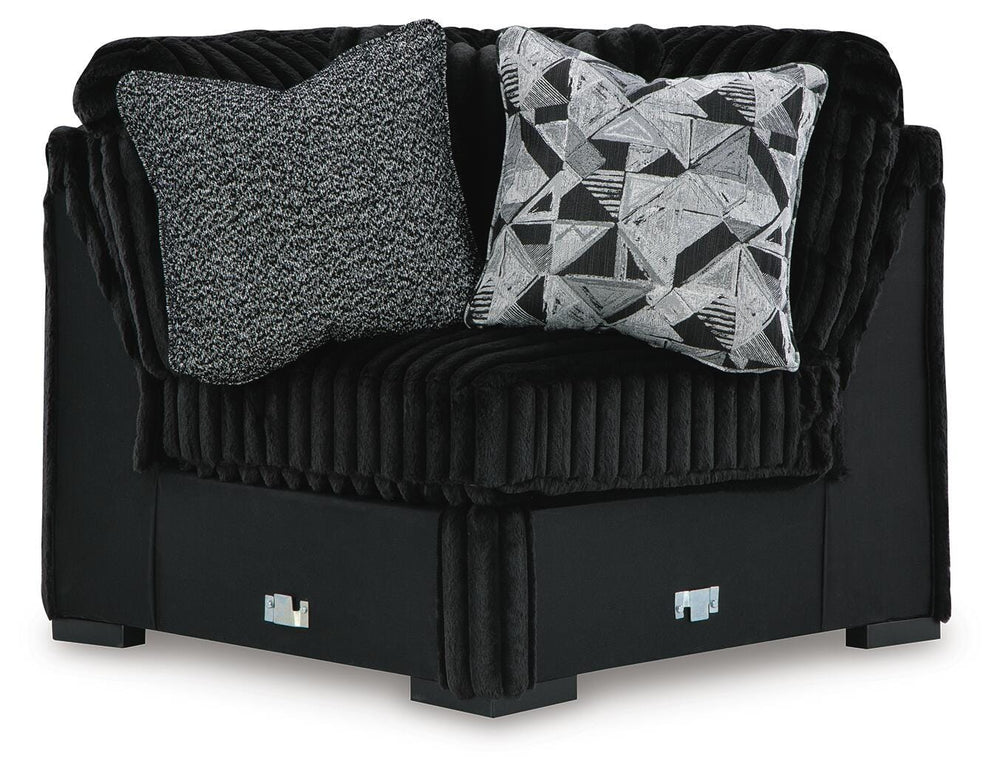 Midnight-Madness 3-Piece Sectional, Chaise and Oversized Accent Ottoman - Onyx (6)