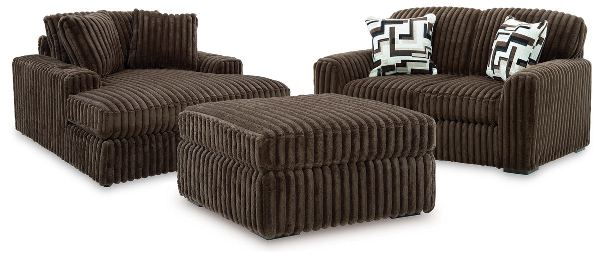 Midnight-Madness Loveseat, Oversized Chaise and Ottoman (1)