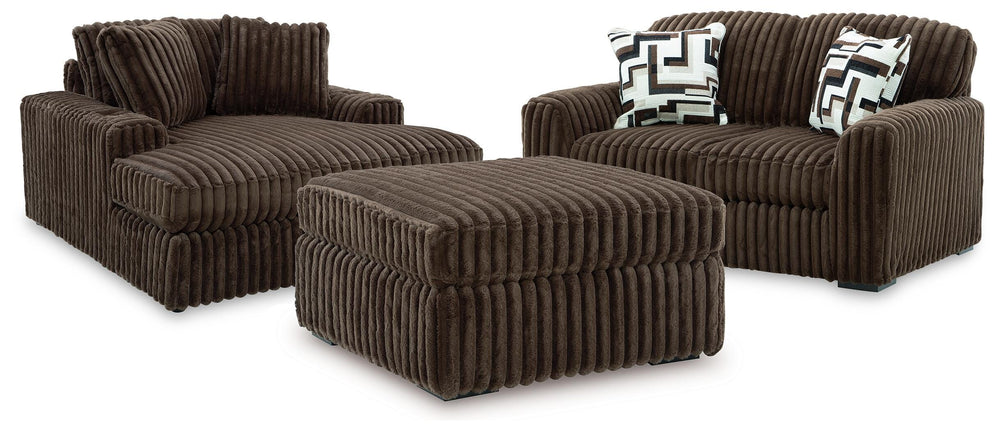 Midnight-Madness Loveseat, Oversized Chaise and Ottoman (1)