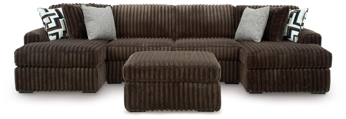 Midnight-Madness 3-Piece Double Chaise Sectional and Ottoman (1)