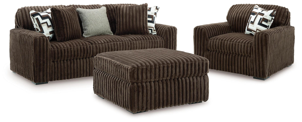 Midnight-Madness Sofa, Oversized Chair and Accent Ottoman (1)