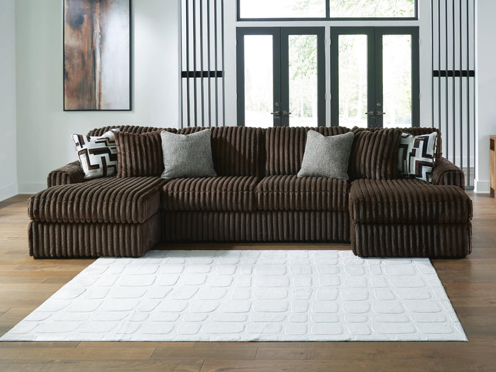 Midnight-Madness 3-Piece Sectional with Chaise - Chocolate (1)