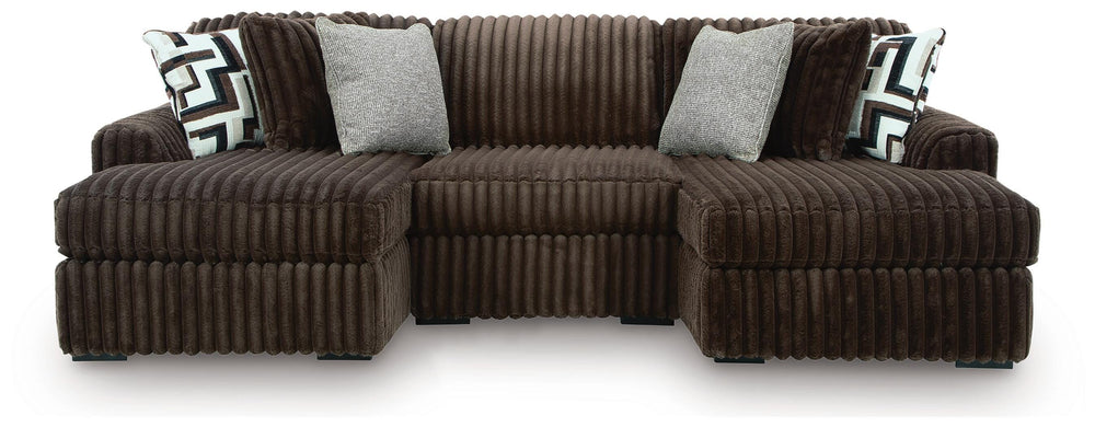 Midnight-Madness 3-Piece Double Chaise Sectional - Chocolate (1)