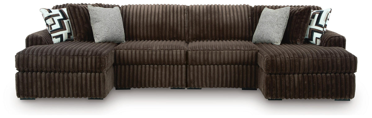 Midnight-Madness 4-Piece Double Chaise Sectional - Chocolate (1)