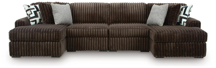 Midnight-Madness 4-Piece Double Chaise Sectional - Chocolate (1)