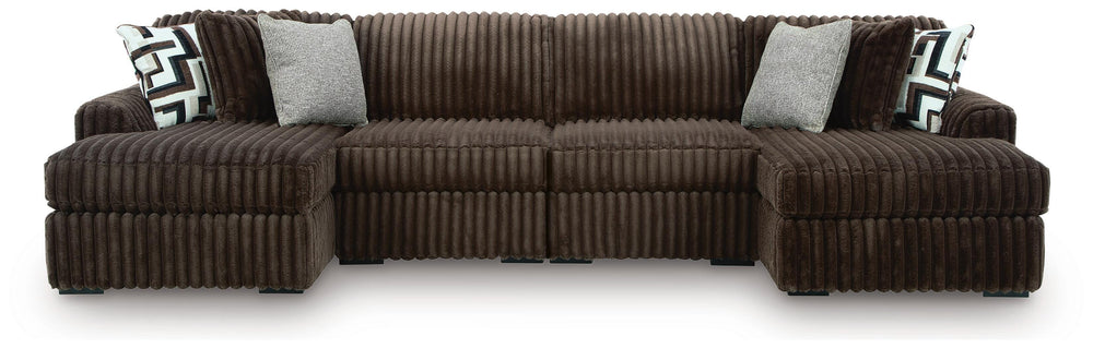 Midnight-Madness 4-Piece Double Chaise Sectional - Chocolate (1)