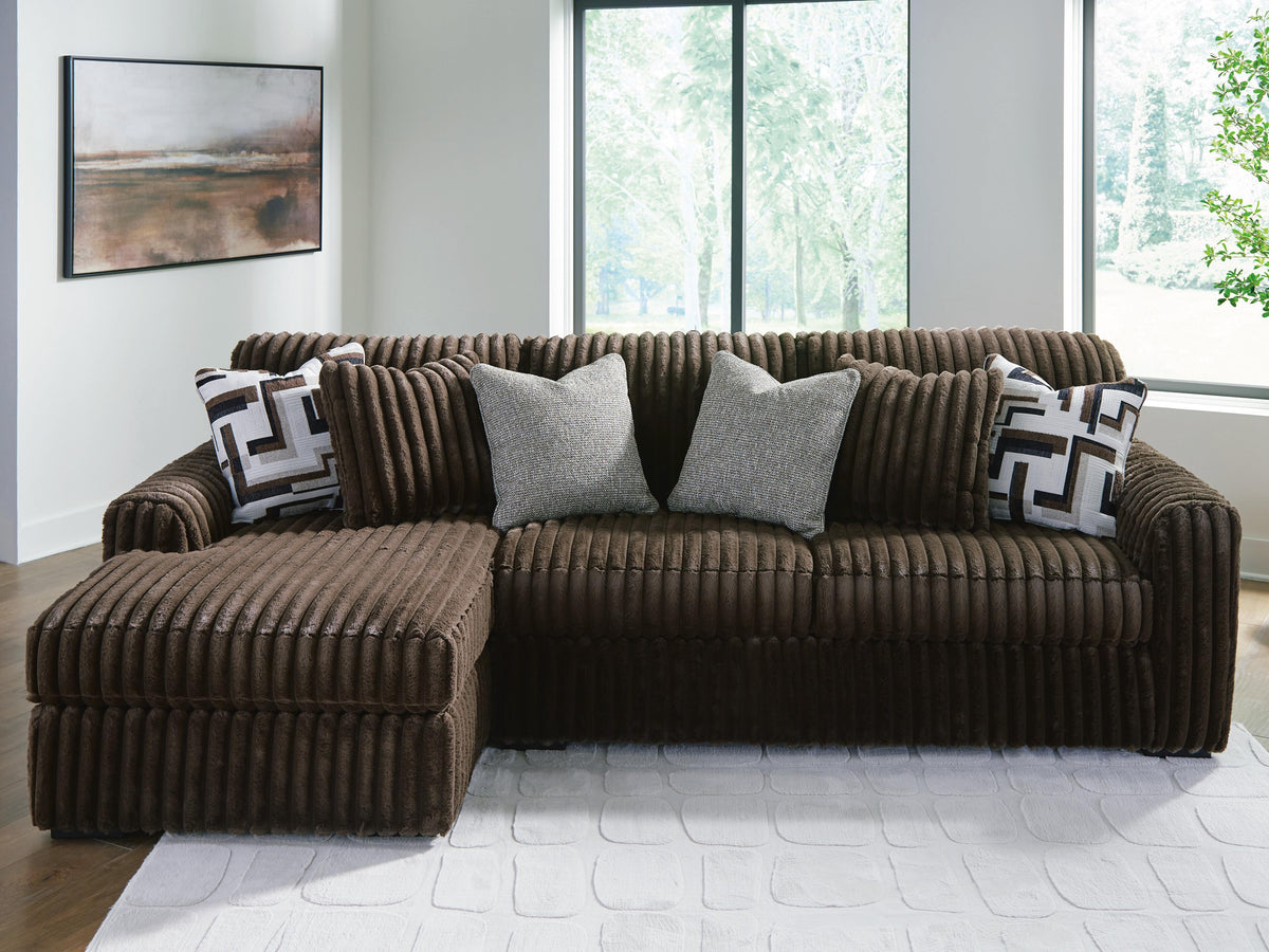 Midnight-Madness 2-Piece Sectional Sofa with Chaise - Chocolate (2)