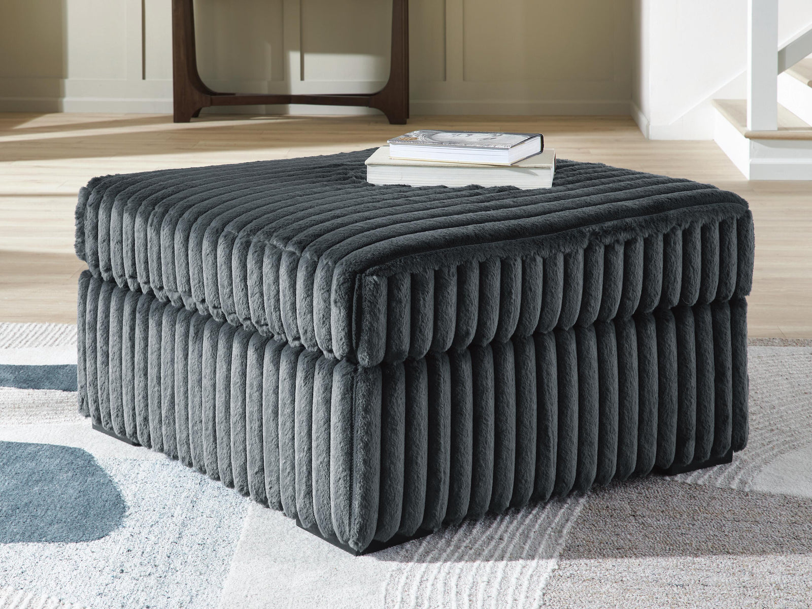 Midnight-Madness Oversized Accent Ottoman - Dark Gray (2)
