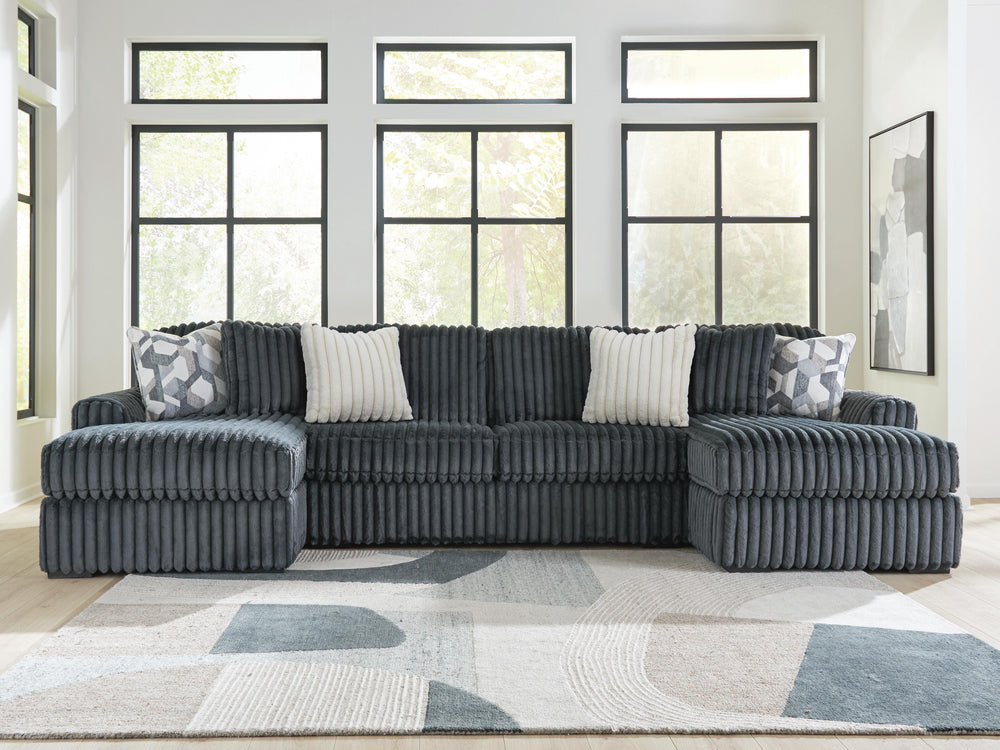Midnight-Madness 3-Piece Double Chaise Sectional - Gunmetal (2)