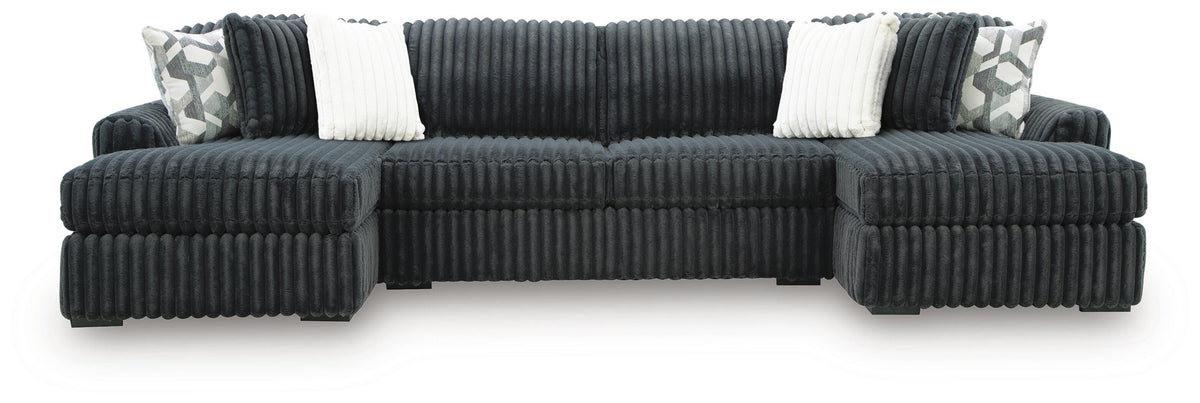 Midnight-Madness 3-Piece Double Chaise Sectional - Gunmetal (1)