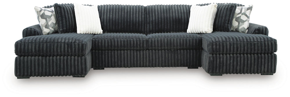 Midnight-Madness 3-Piece Double Chaise Sectional - Gunmetal (1)