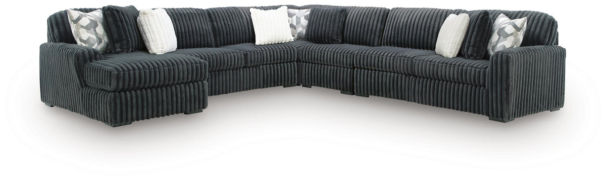 Midnight-Madness 5-Piece Sectional with Chaise - Gunmetal (1)