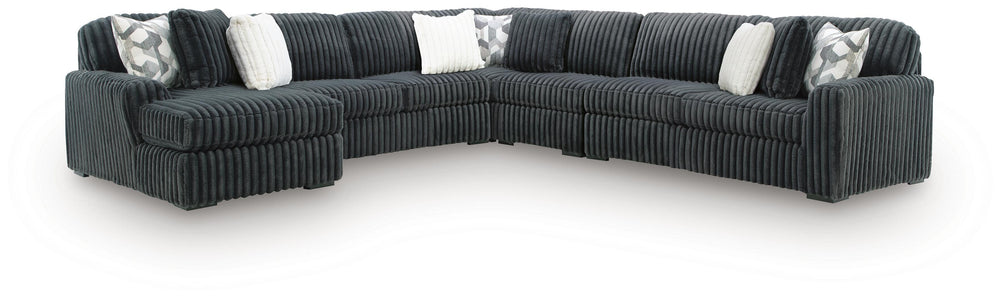 Midnight-Madness 5-Piece Sectional with Chaise - Gunmetal (1)