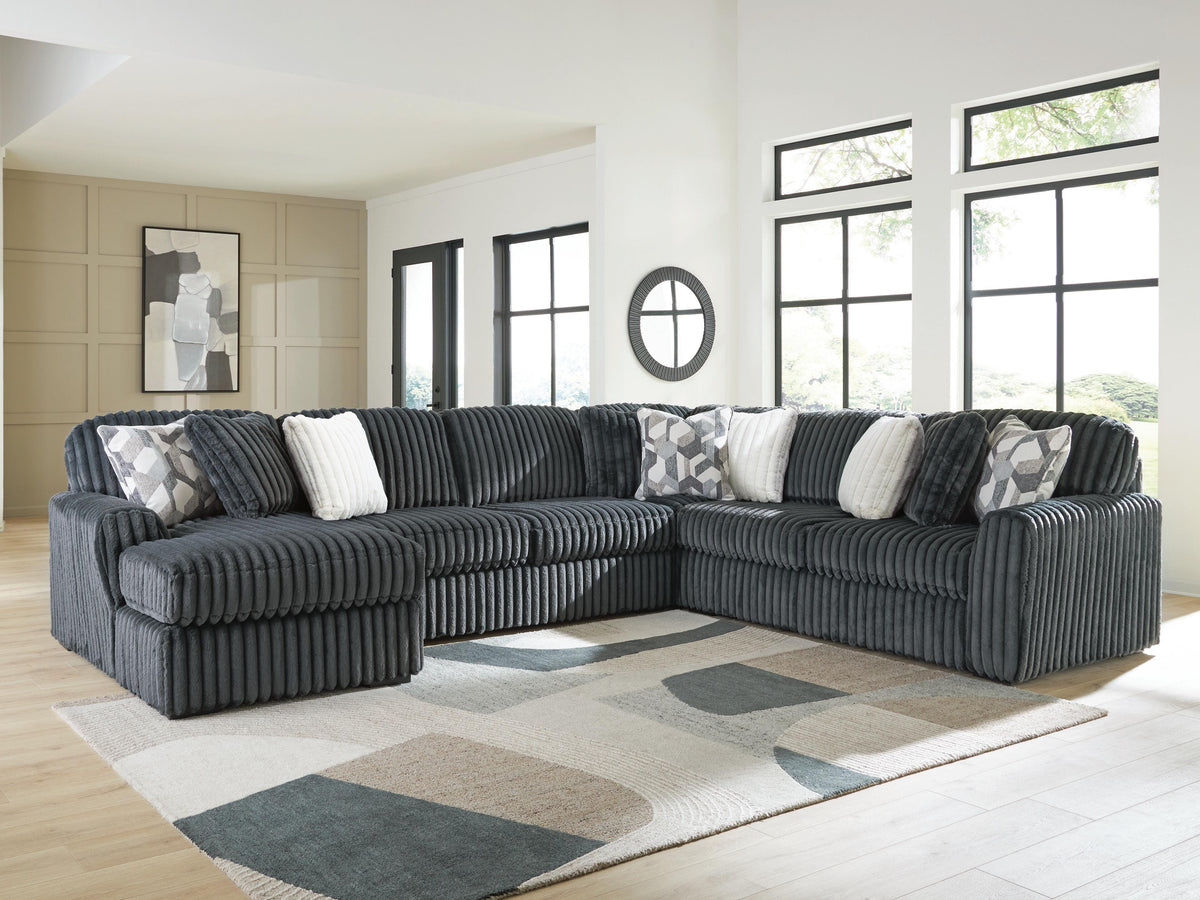 Midnight-Madness 4-Piece Sectional with Chaise - Gunmetal (2)