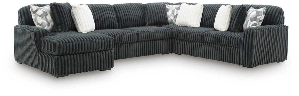 Midnight-Madness 4-Piece Sectional with Chaise - Gunmetal (1)