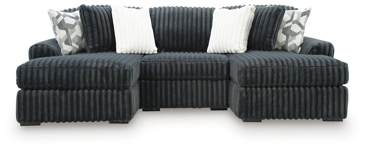Midnight-Madness 3-Piece Double Chaise Sectional - Gunmetal (1)
