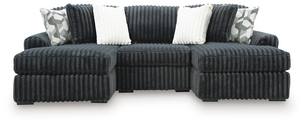 Midnight-Madness 3-Piece Double Chaise Sectional - Gunmetal (1)