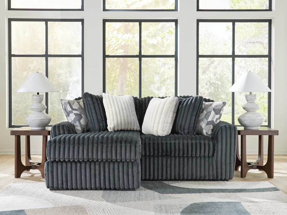 Midnight-Madness 2-Piece Sectional with Chaise - Gunmetal (2)